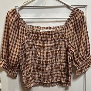 Pink Rose Pink/Brown Square Neck Crop Top